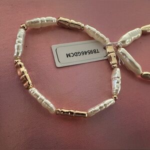 Elegant Gold and White Beaded Bracelet Set